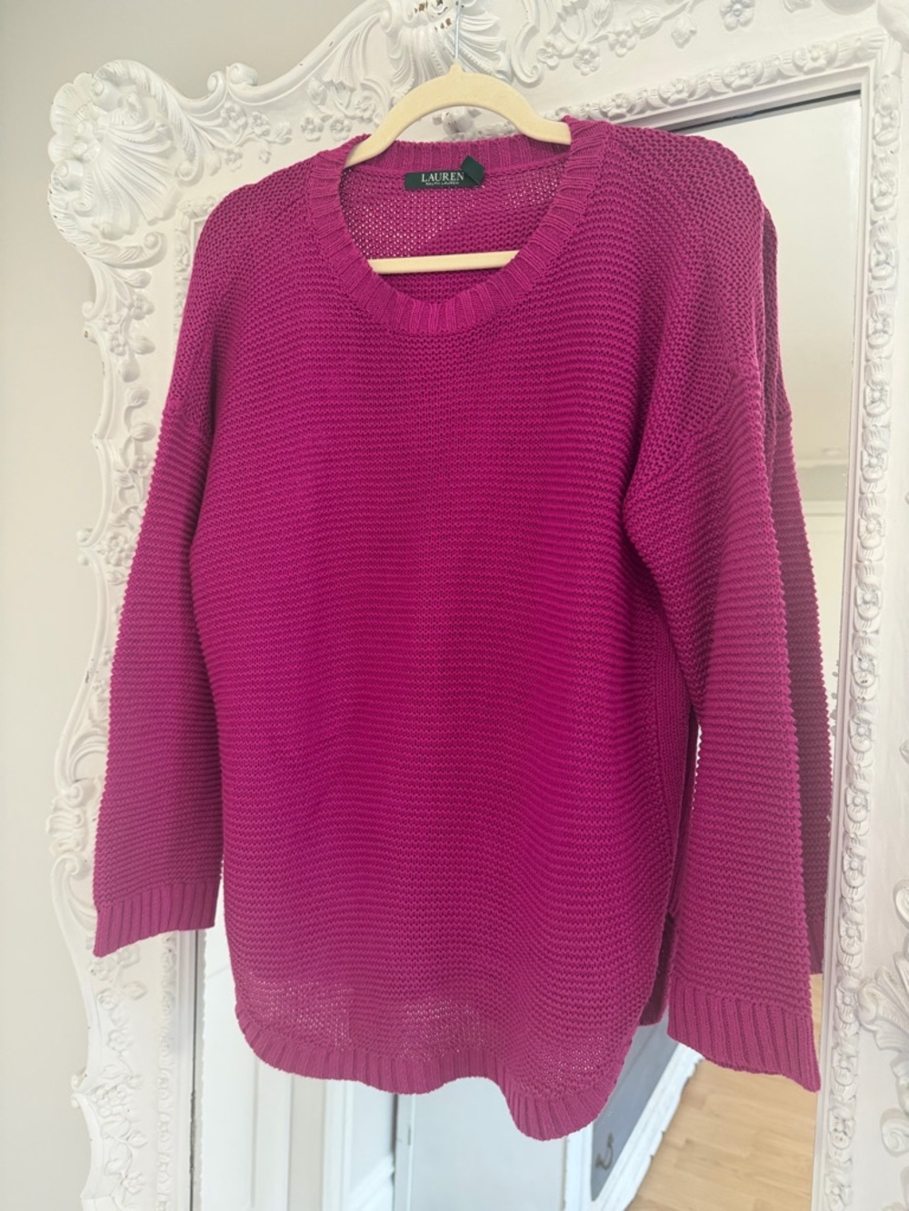 Ralph Lauren Women's Magenta Crewneck Sweater Top